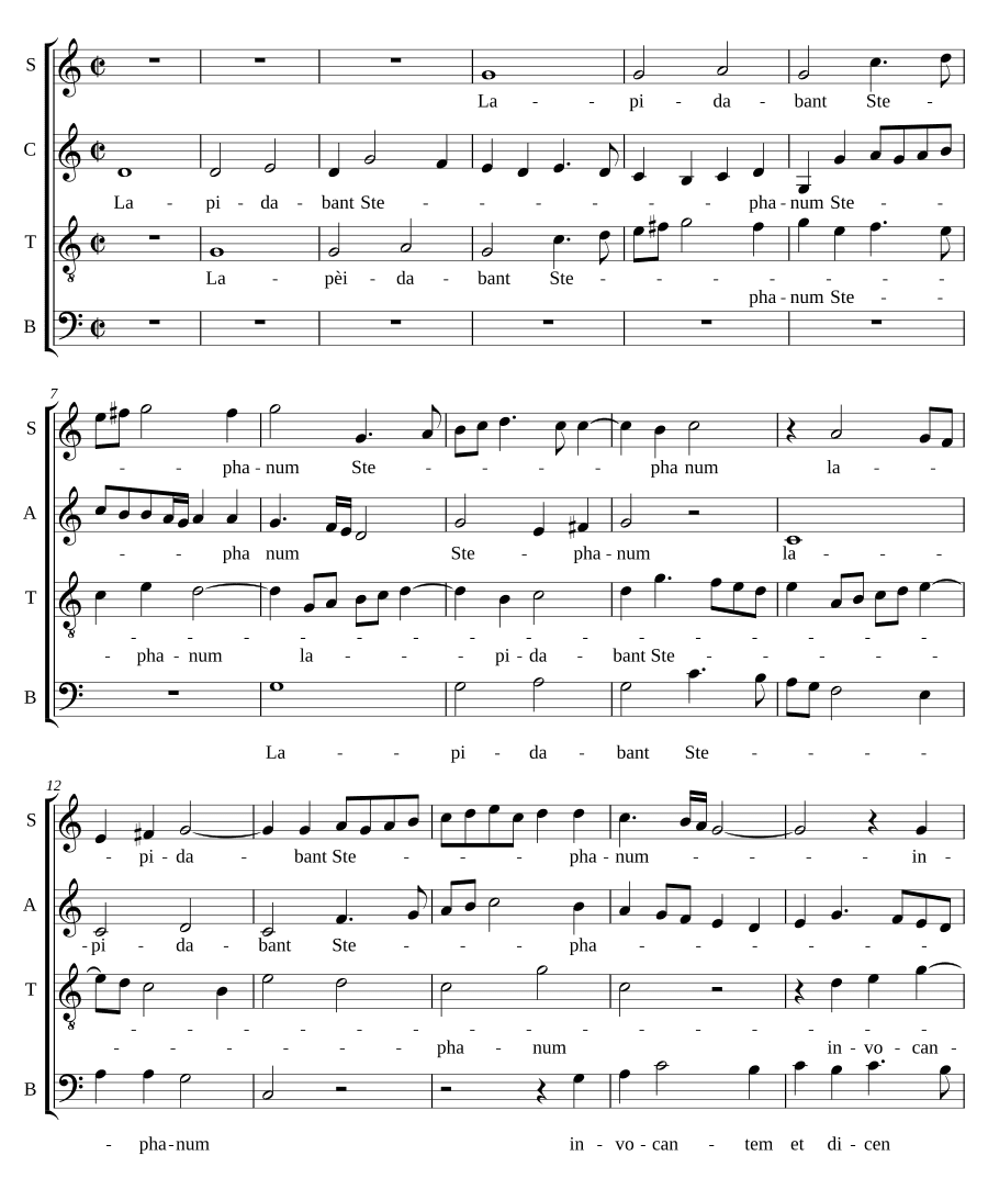 Камнями побивали Стефана a 4 (Lapidabant Stephanum a 4)