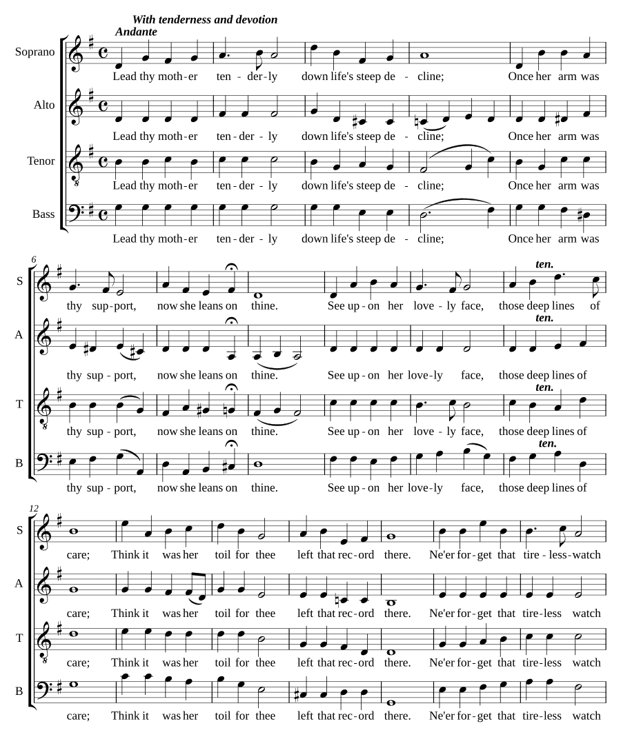 Веди свою мать нежно (Lead thy mother tenderly)