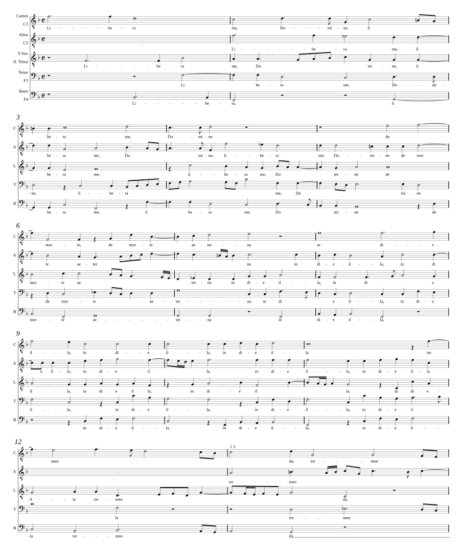 Освободи меня, Господи, для 5 голосов (Libera me Domine a 5)