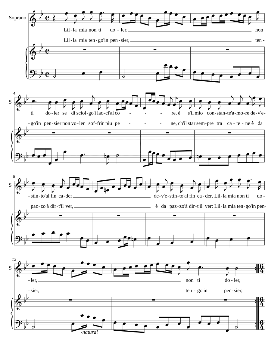 Моя Лилла, не печалься (Lilla mia non ti doler)