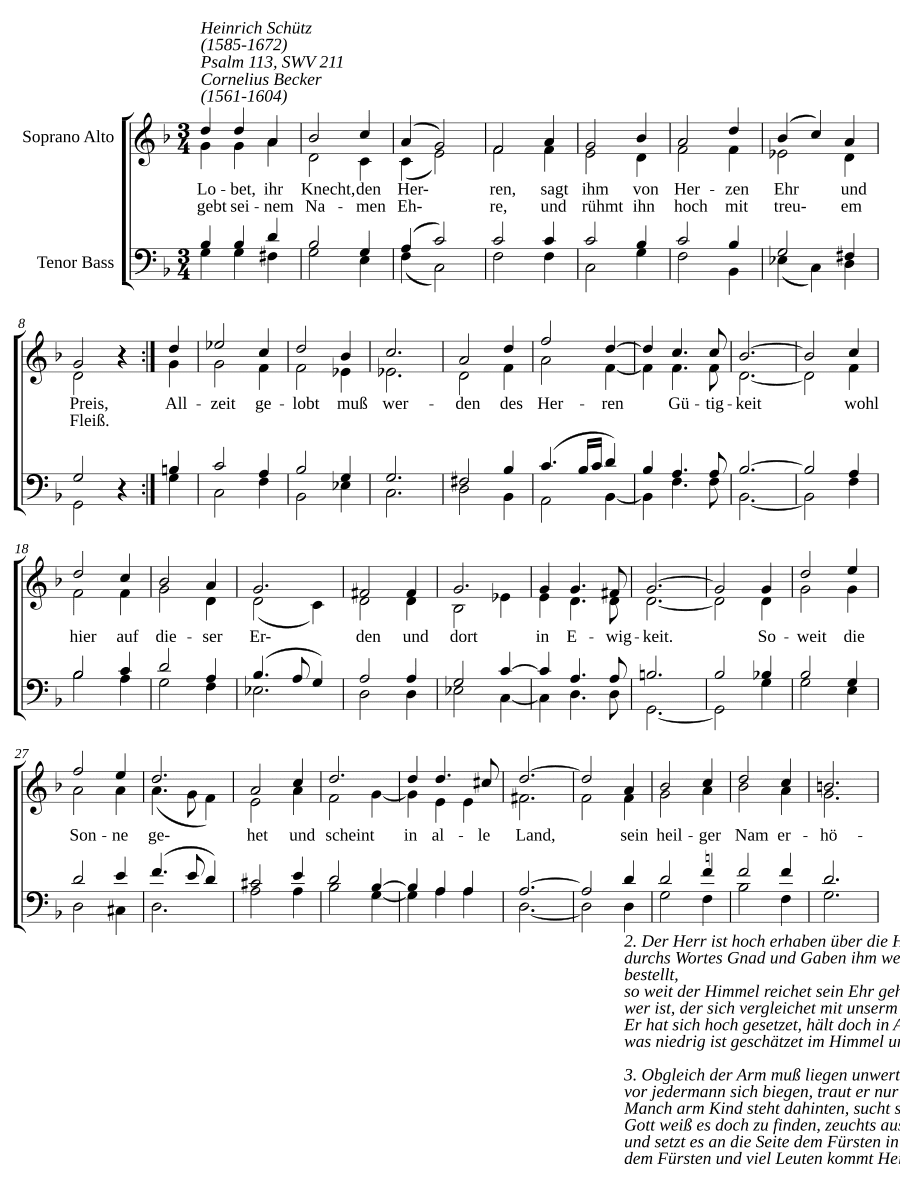 Хвалите, рабы, Господа, SWV 211 (Lobet, ihr Knecht, den Herren, SWV 211)