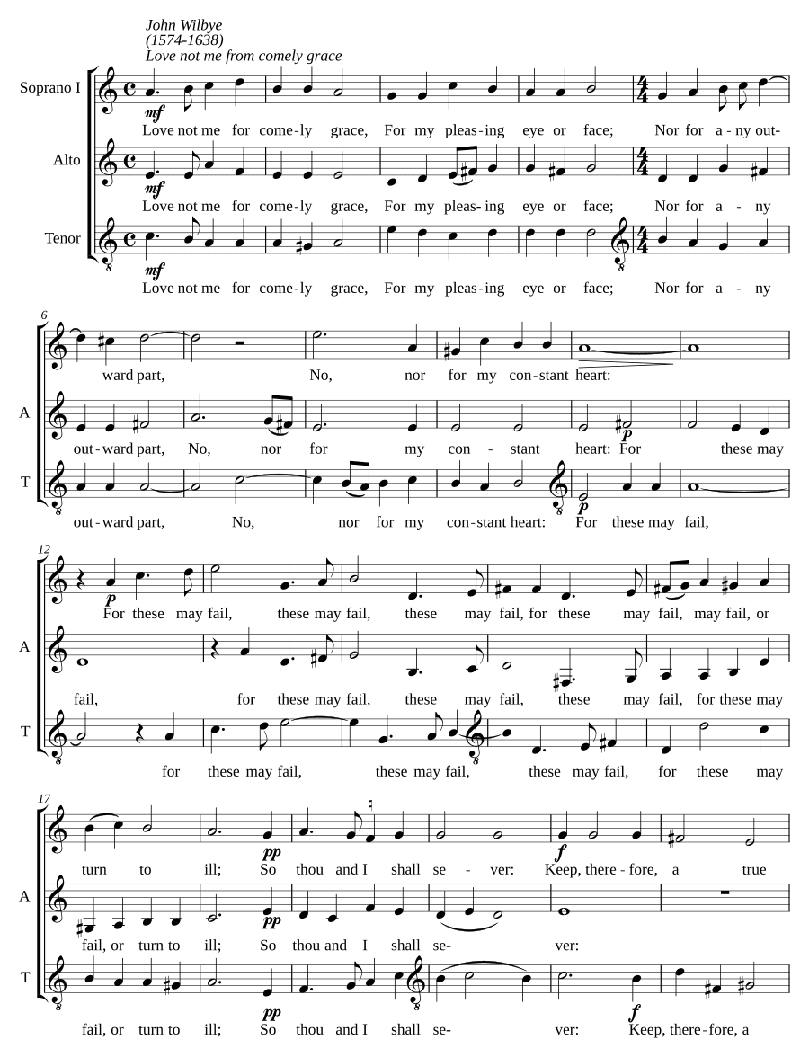 Не люби меня за красоту (Love not me for comely grace)