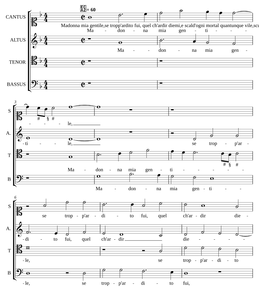 Моя милая мадонна, если я был слишком дерзок (Madonna mia gentile, se tropp'ardito fui)