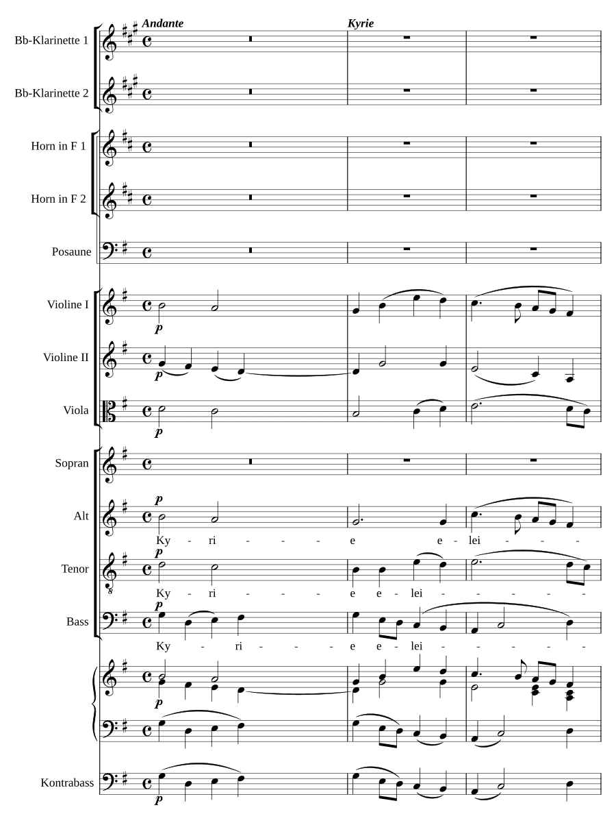 Месса соль мажор (Missa in G). Для вокала, скрипки и контрабаса