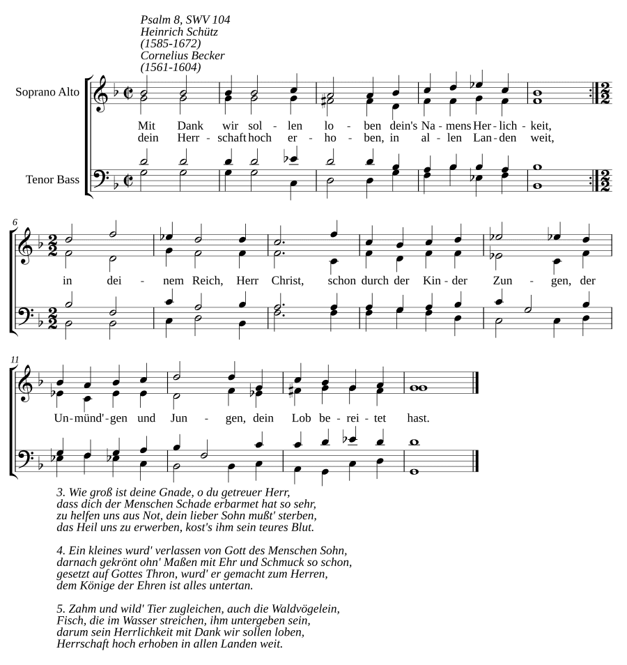 С благодарностью мы должны славить, SWV 104 (Mit Dank wir sollen loben, SWV 104)