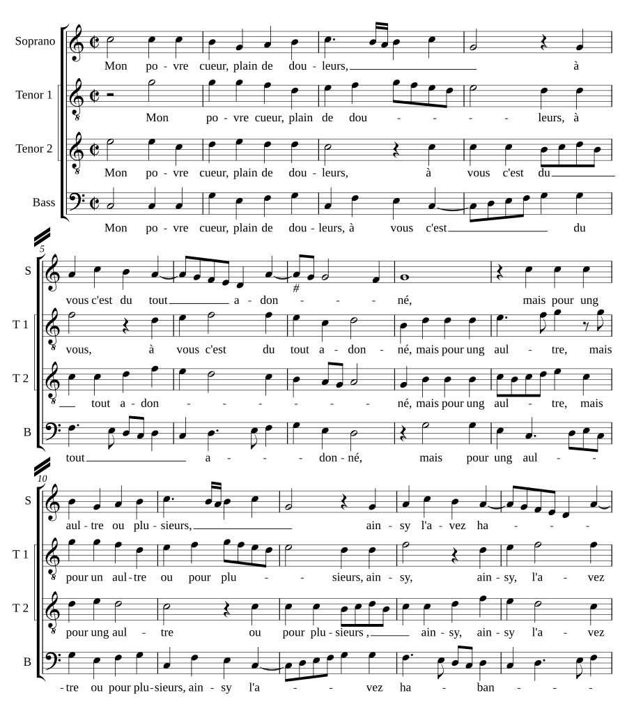Моё бедное сердце полно скорби (Mon povre cueur plain de douleurs)