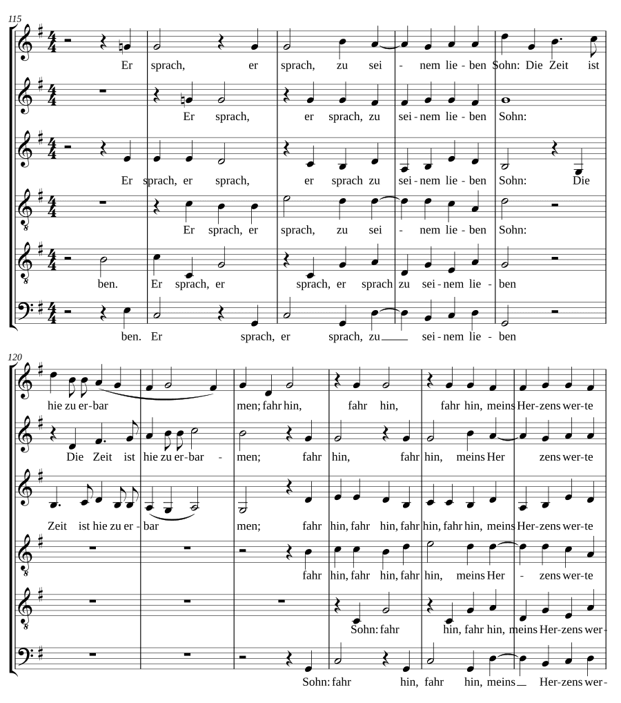 Экзеквии: Часть I, № 10 — Он говорил своему возлюбленному сыну (Musikalische Exequien: Part I, No. 10 - Er sprach zu seinem lieben Sohn)