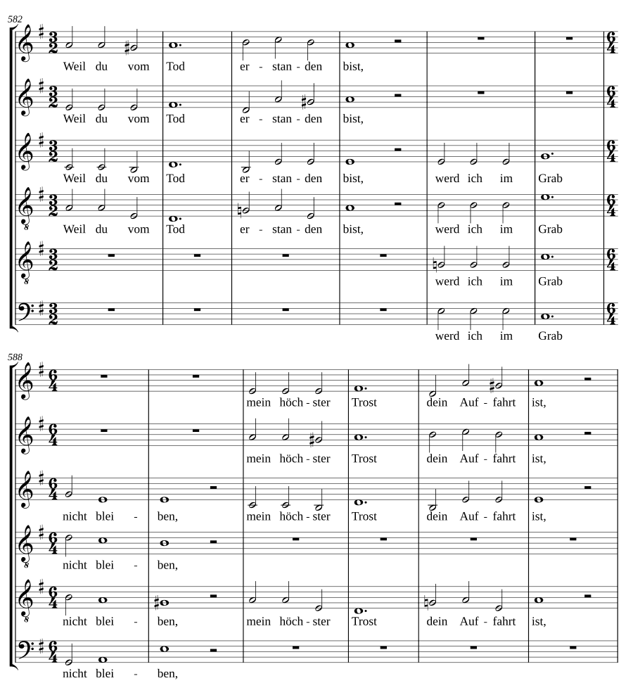 Экзеквии: Часть I, № 25 — Потому что ты воскрес из мертвых (Musikalische Exequien: Part I, No. 25 - Weil du vom Tod erstanden bist)