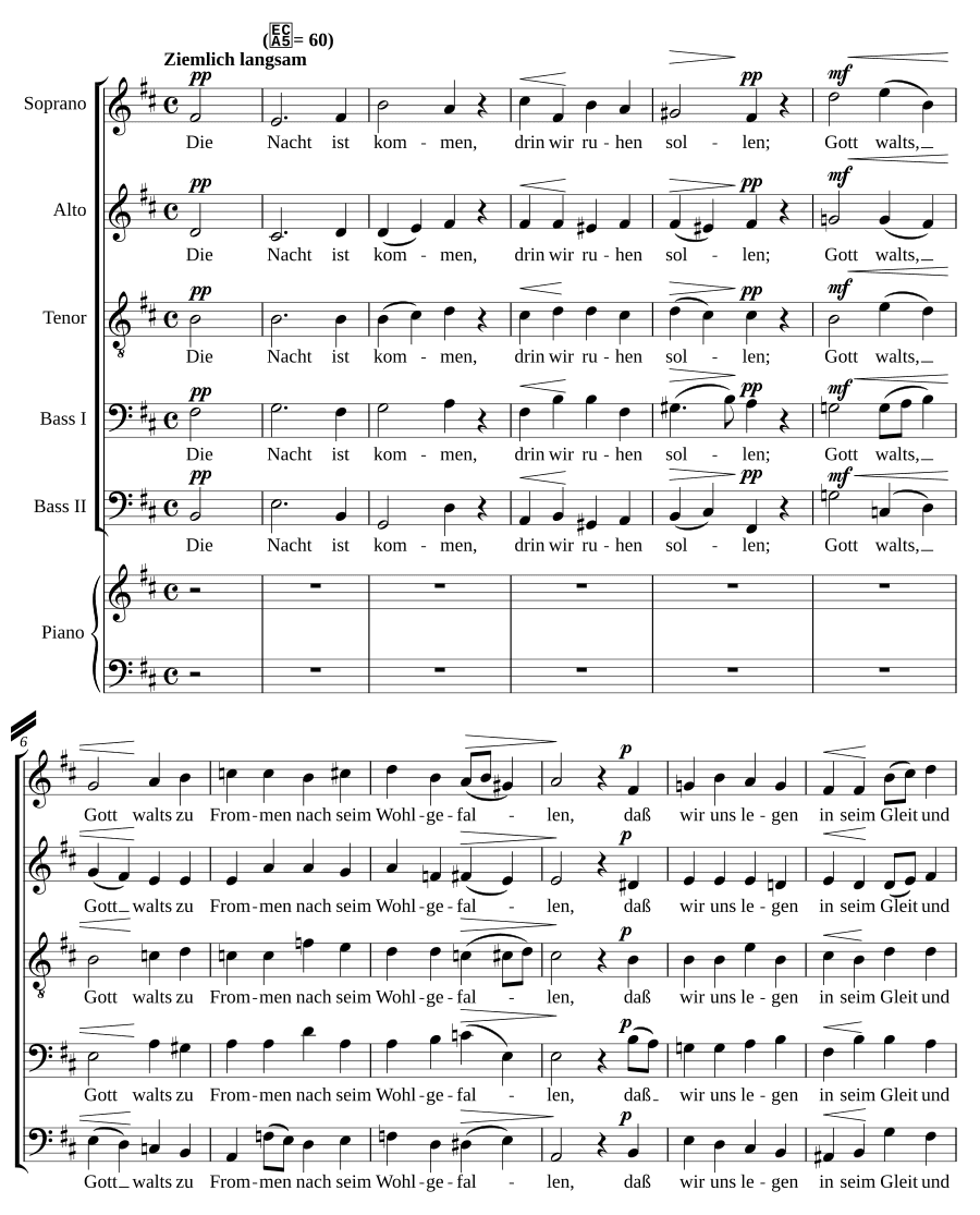 Ночная песня, соч. 138, № 3 (Nachtlied, Op. 138, No. 3)