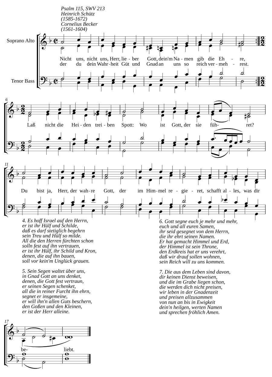 Не нам, не нам, Господи, возлюбленный Бог, SWV 213 (Nicht uns, nicht uns, Herr, lieber Gott, SWV 213)