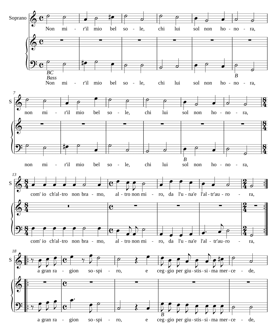 Не смотри на мое прекрасное солнце (Non miri il mio bel sole)