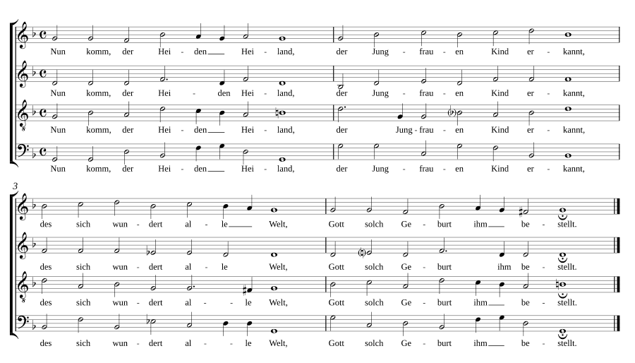 Теперь приди, Спаситель язычников a 4 (Nun komm, der Heiden Heiland a 4)