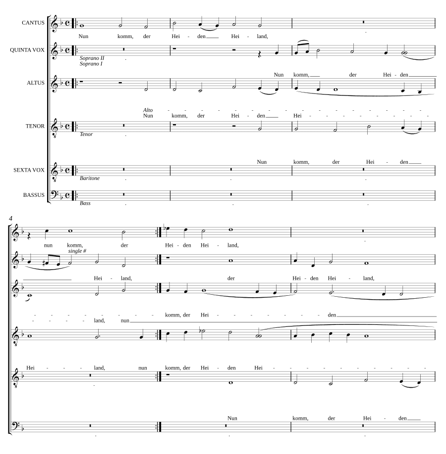 Теперь приди, Спаситель язычников a 6 (Nun komm, der Heiden Heiland a 6)
