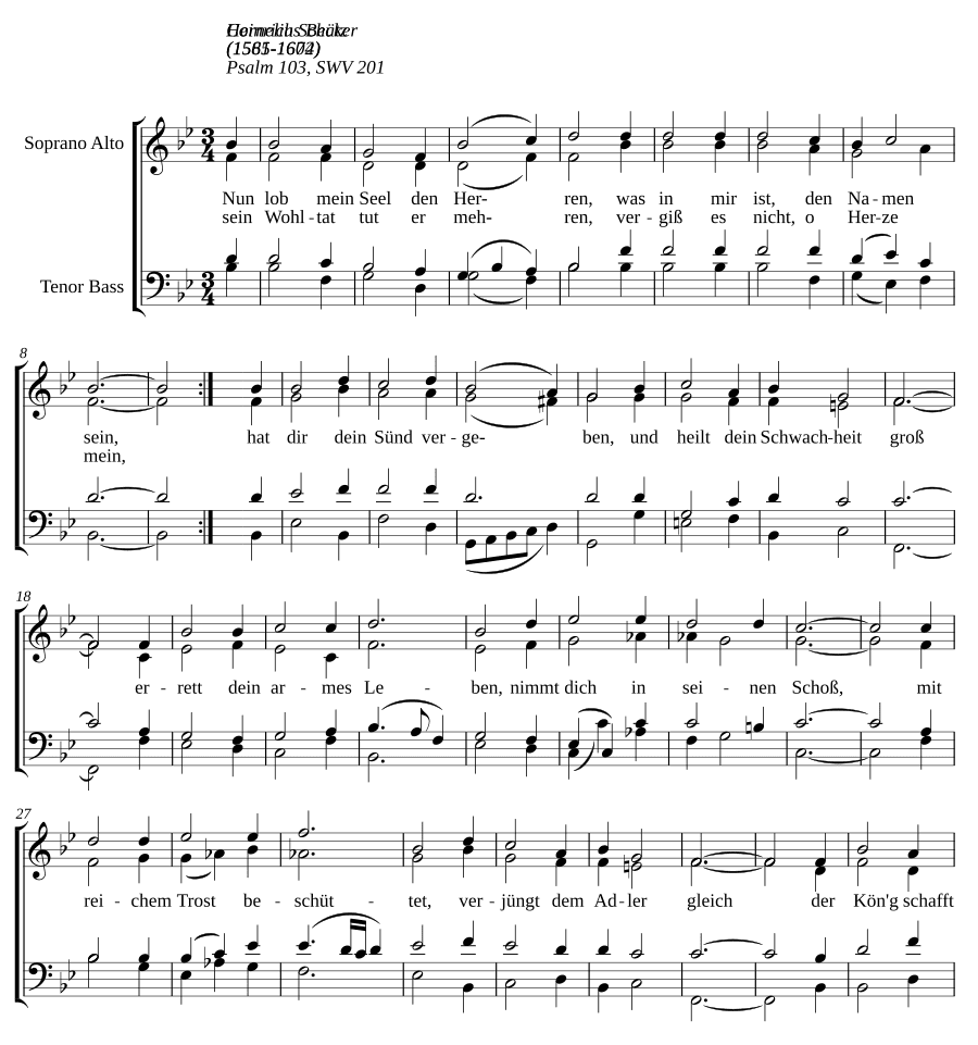 Теперь хвала, душа моя, Господу, SWV 201 (Nun lob, mein Seel, den Herren, SWV 201)
