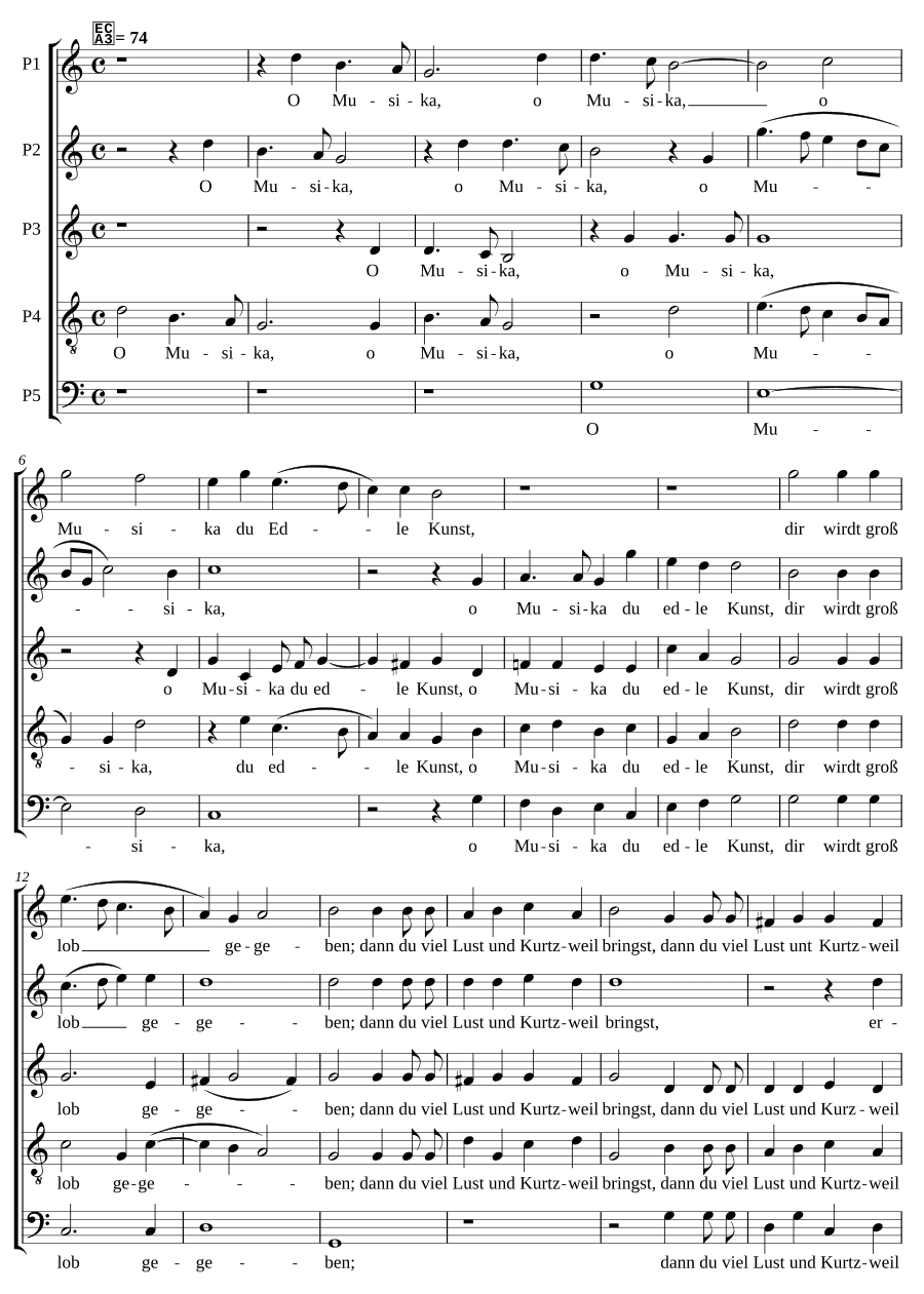 О музыка, ты благородное искусство (O Musika, du edle Kunst)