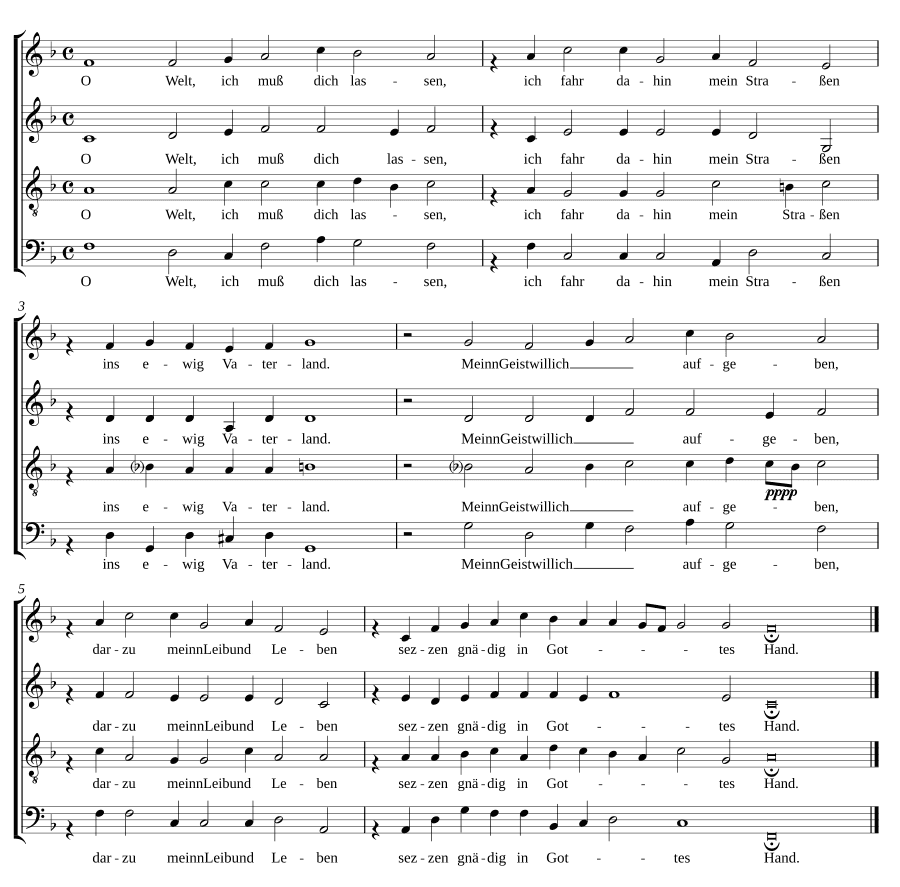 О мир, я должен тебя покинуть (O Welt, ich muß dich lassen)