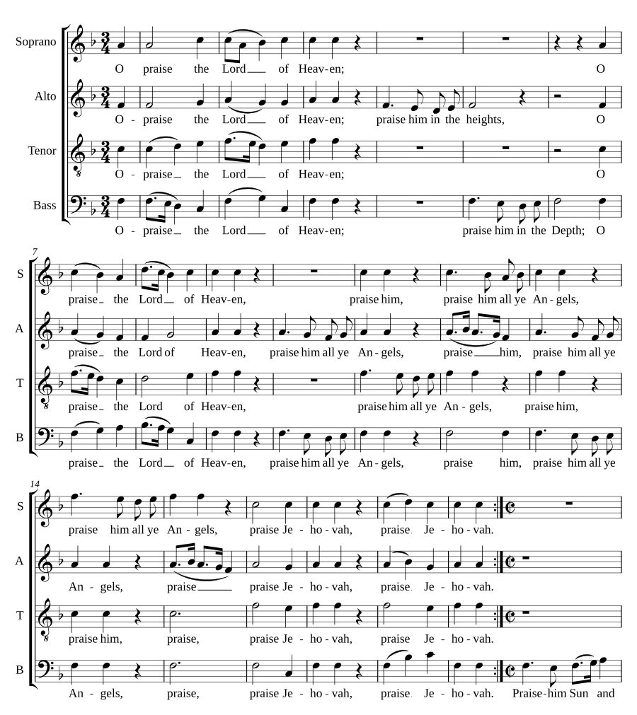 Хвалите Господа небес (O praise the Lord of heaven)