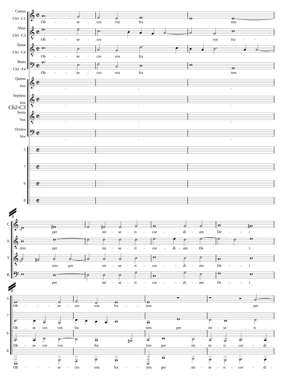 Молю вас, братья, на 8 голосов (Obsecro vos fratres a 8)