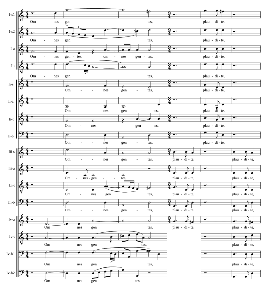Все народы, хлопайте в ладоши, на 16 голосов (Omnes gentes, plaudite manibus à 16 voci)
