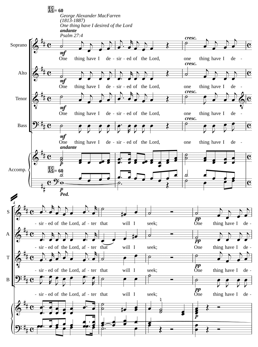 Одного просил я у Господа (One thing have I desired of the Lord)