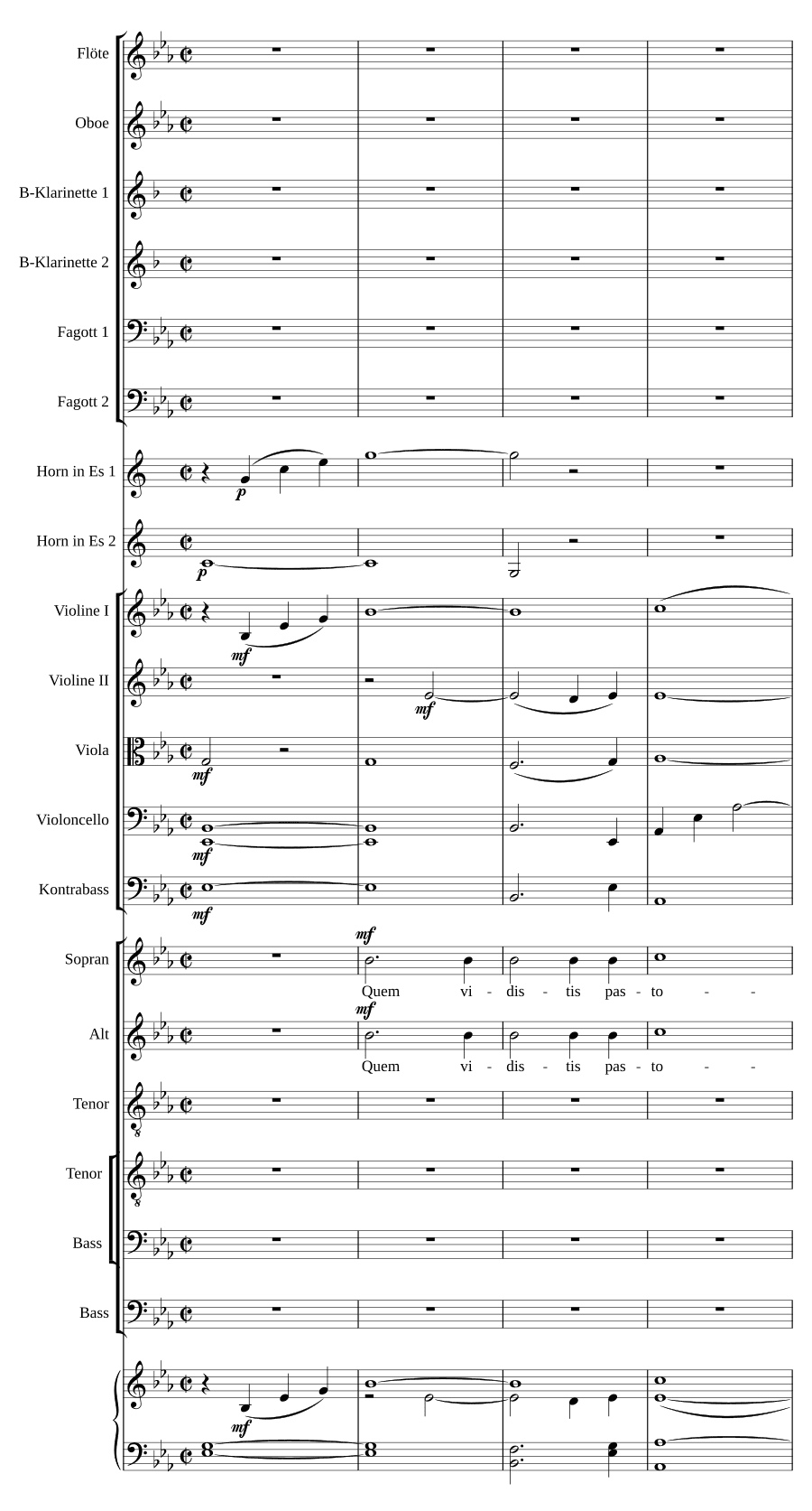 Пасторальные градуал и офферторий (Pastorales Graduale und Offertorium). Для вокала, флейты, скрипки, виолончели, контрабаса
