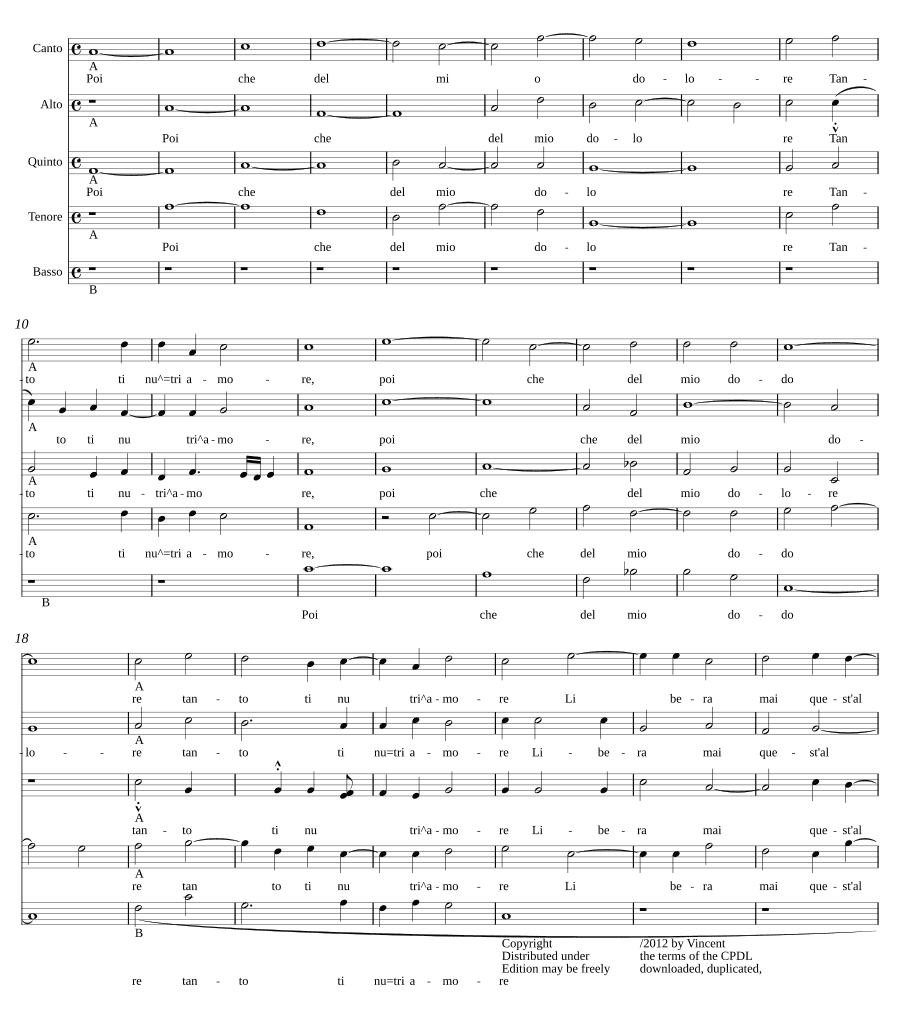 Потому что от моей боли (Poi che del mio dolore)