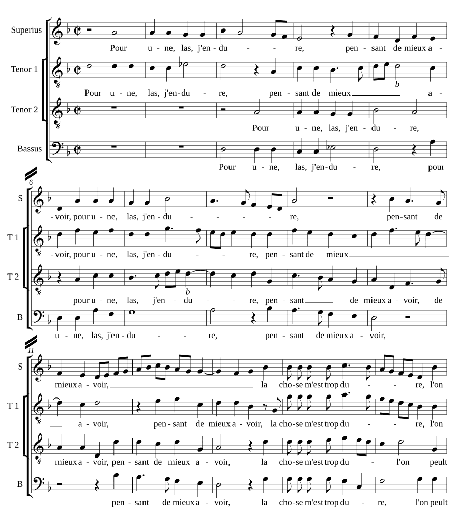 Для одной, увы, я страдаю (Pour une, las, jendure)