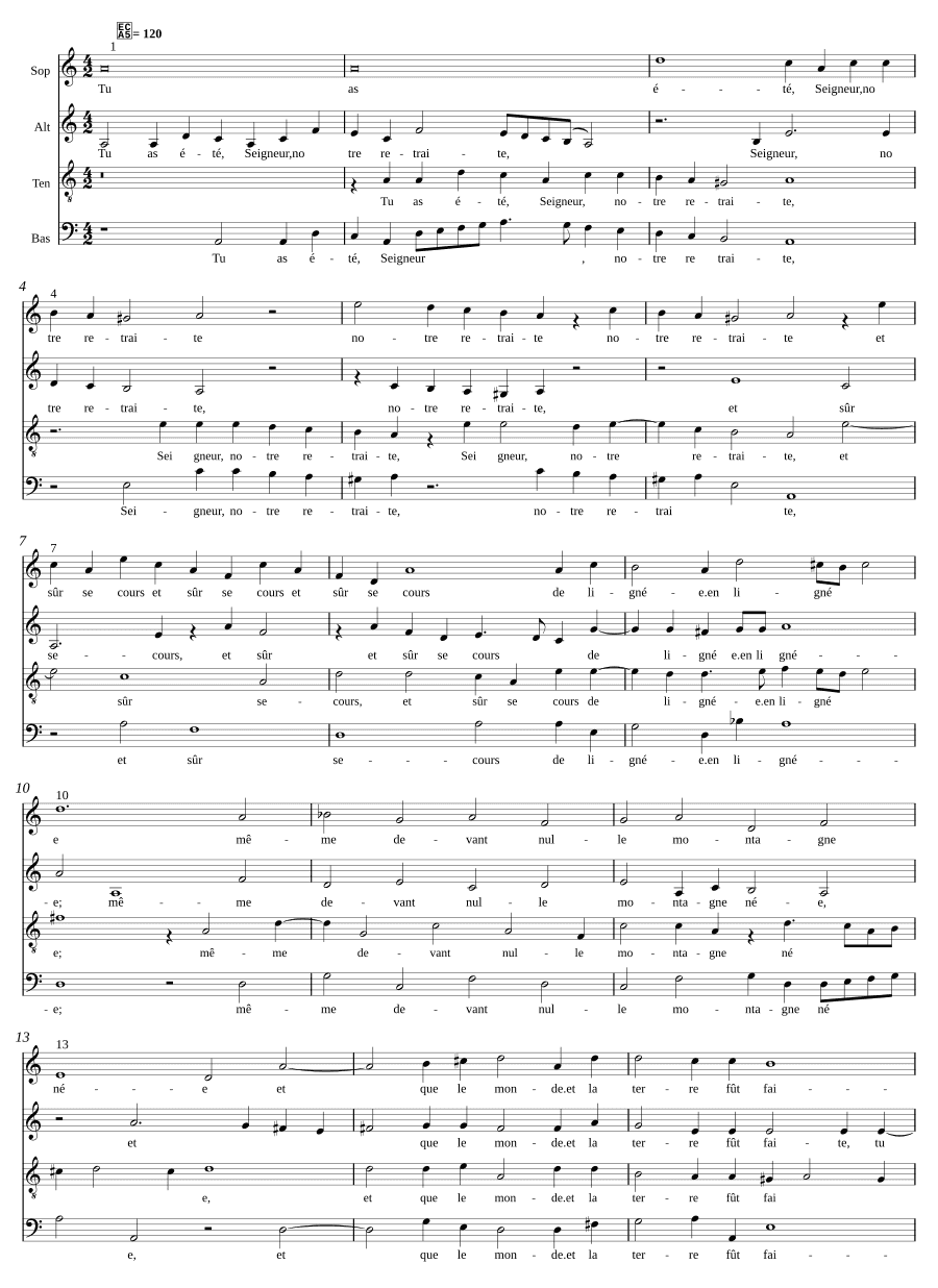 Псалом 90 — Ты был, Господи, наше прибежище (Pseaume 90 - Tu as esté, Seigneur, nostre retraicte)