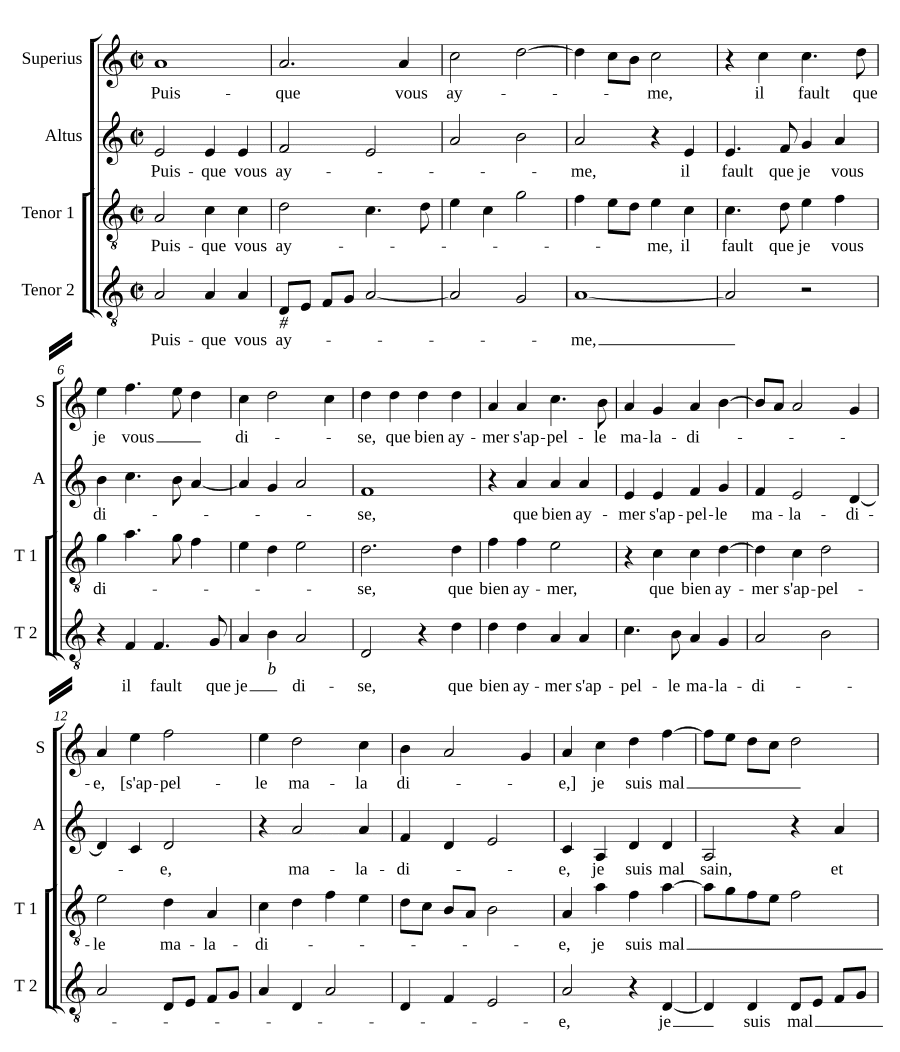 Поскольку я люблю вас (Puis que vous ayme)