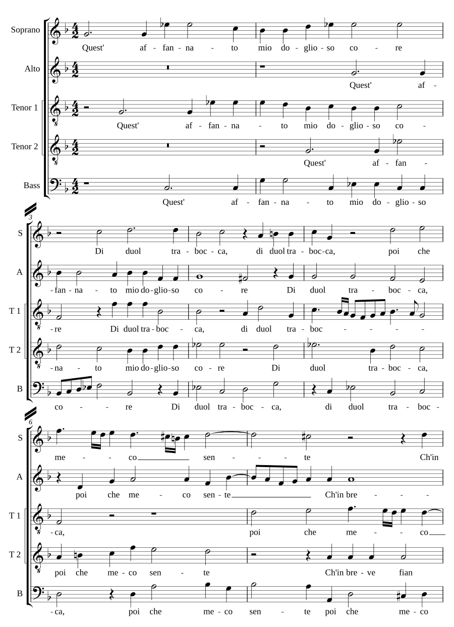 Мое измученное печальное сердце (Quest' affannato mio doglioso core)