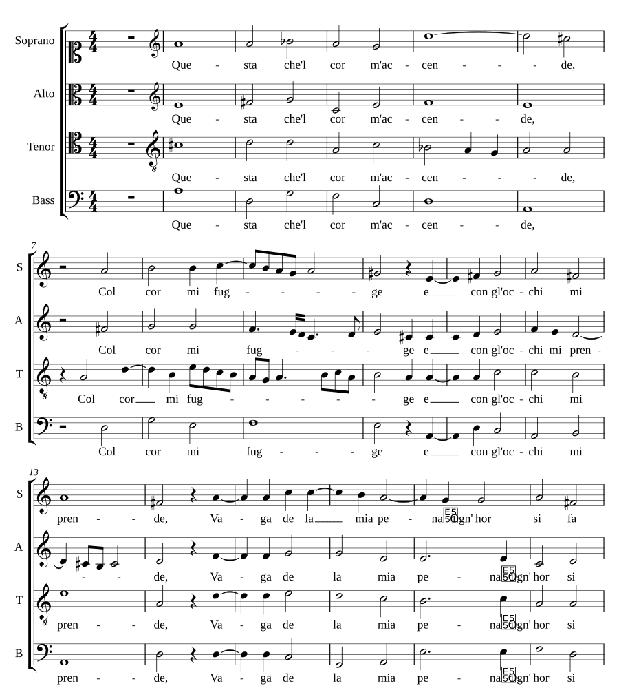 Та, что сердце моё зажигает (Questa che'l cor m'accende)