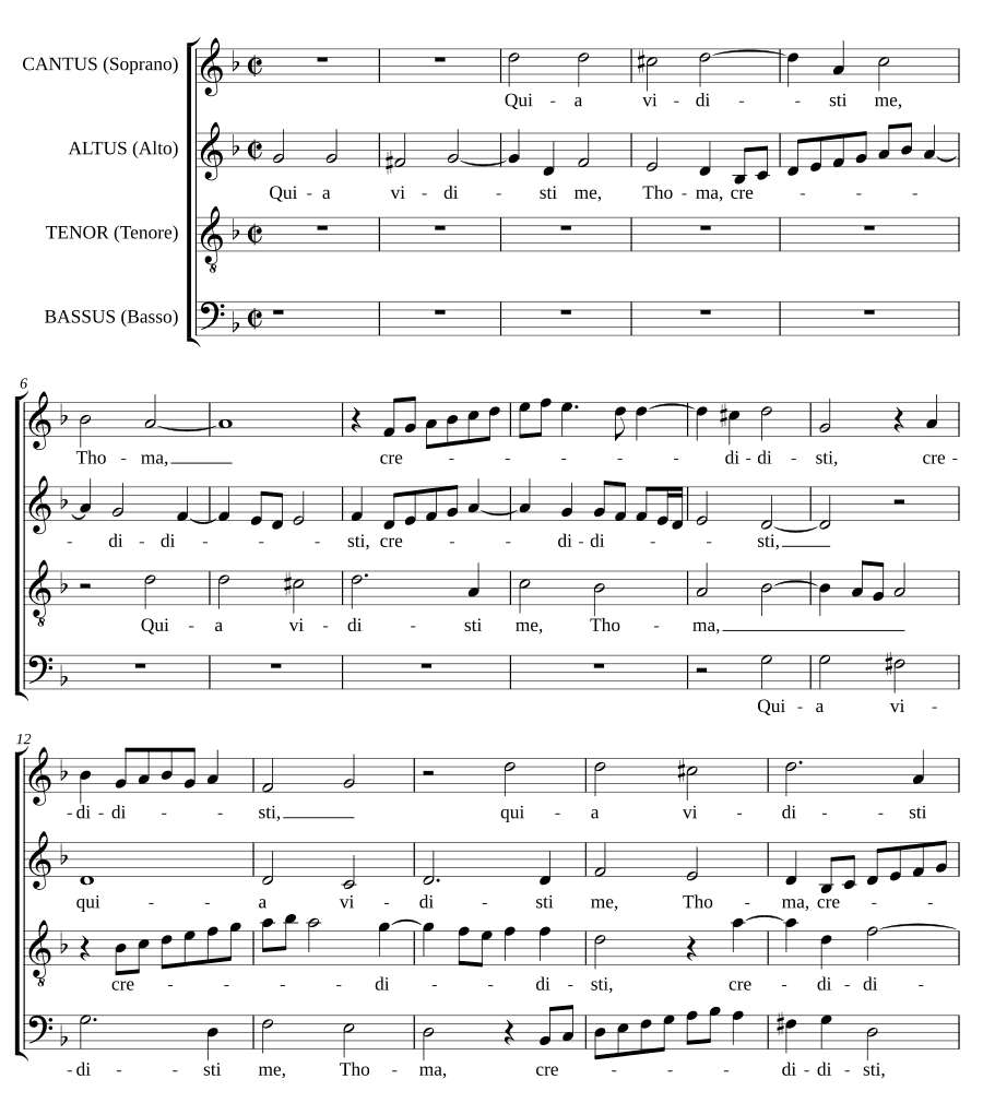 Ибо ты видел меня, Фома (Quia vidisti me, Thoma). Джованни Пьерлуиджи Палестрина