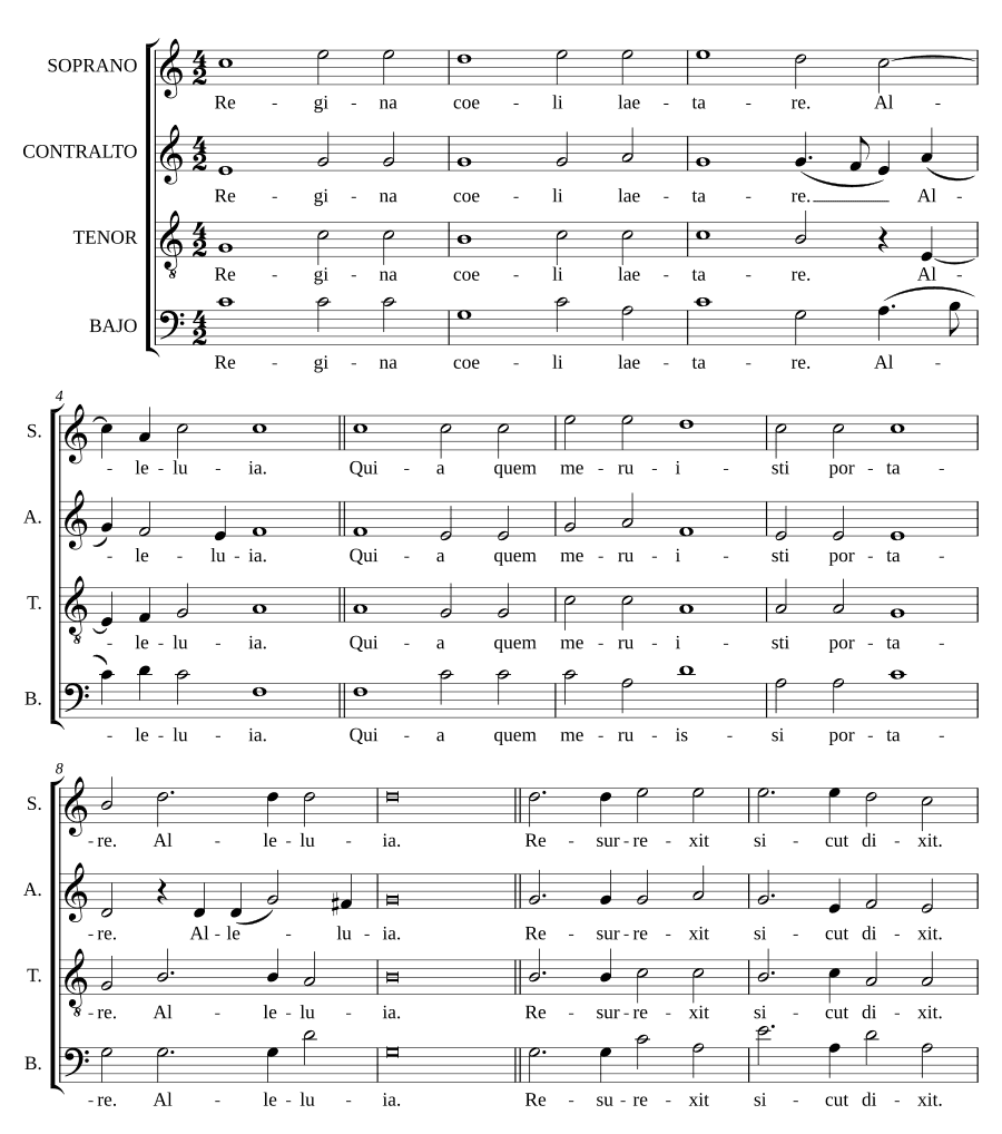 Царица небесная на 4 голоса, 1555 (Regina caeli a 4, 1555)