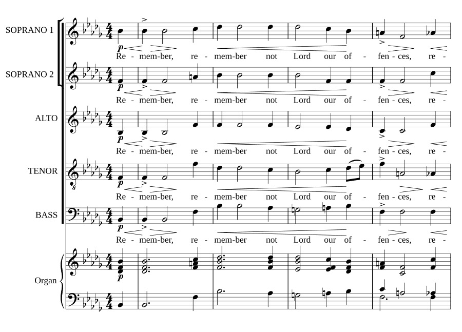 Не помни, Господи, наших прегрешений (Remember not, Lord, our offences, Z 50)