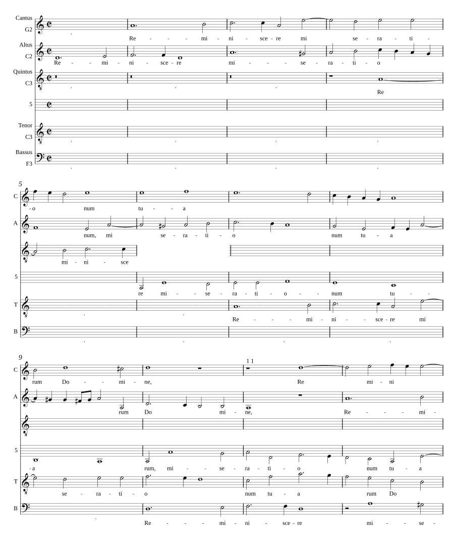 Вспомни милосердия Твои (Reminiscere miserationum tuarum a 5)