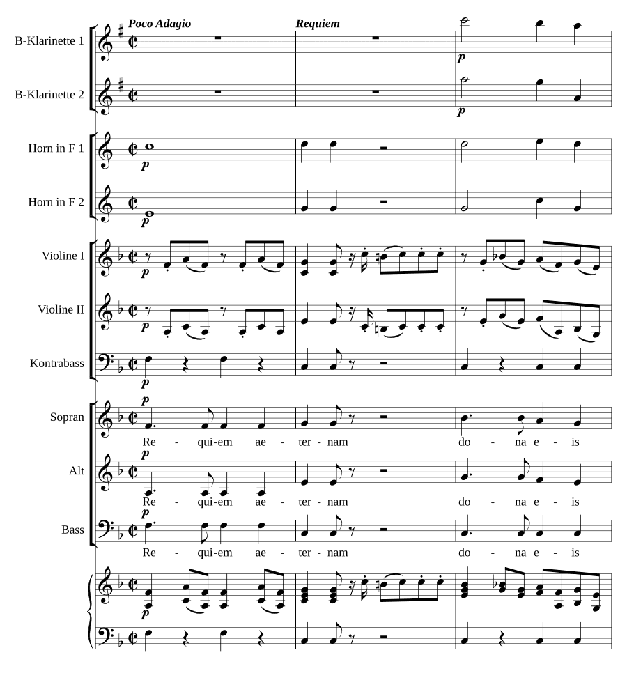 Реквием фа мажор (Requiem in F). Для вокала, скрипки, контрабаса