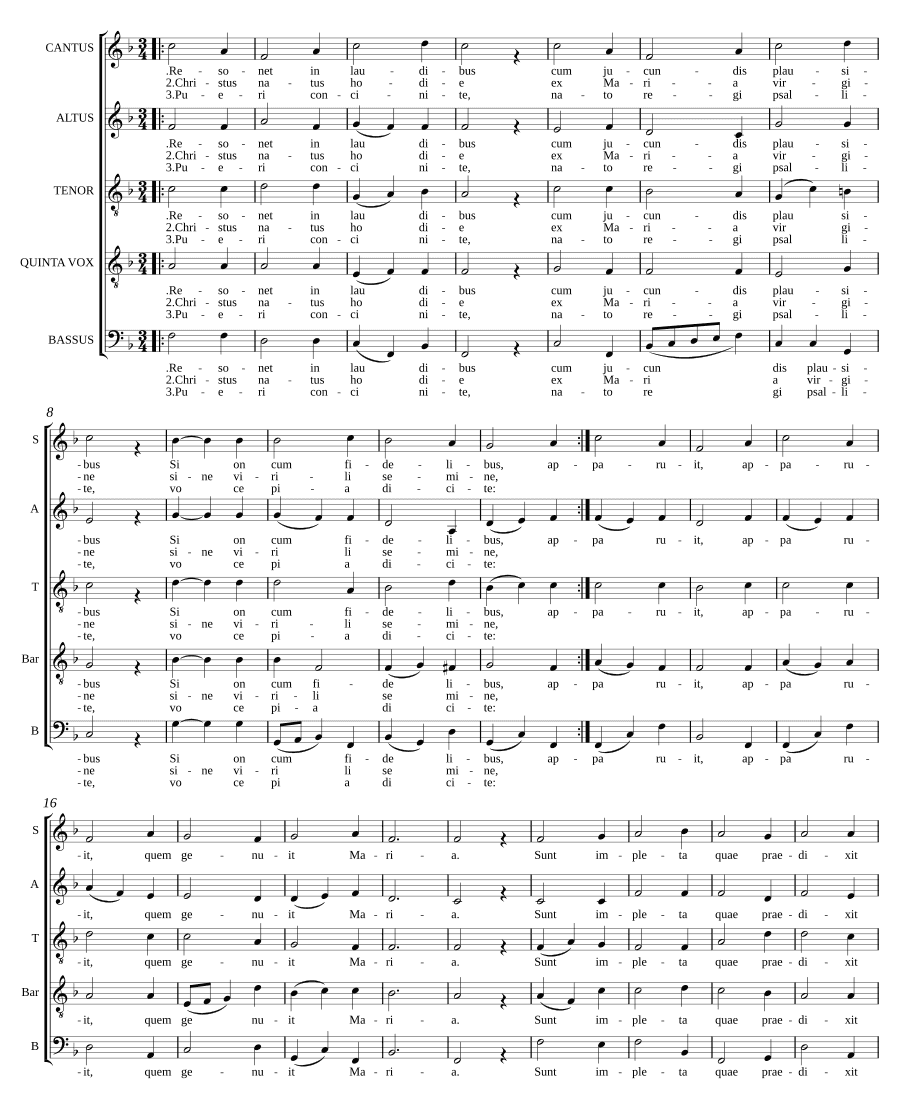 Звучит в хвале для 5 голосов (Resonet in laudibus a 5)