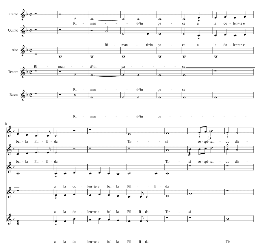 Оставаясь в покое, печальная и прекрасная Филида (Rimanti in pace a la dolente e bella Fillida)