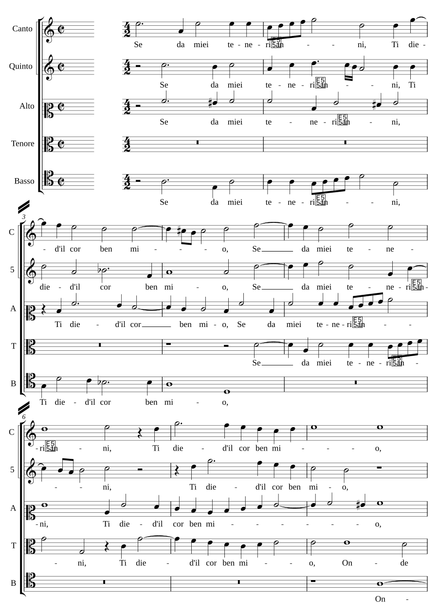 Если с моих нежных лет (Se da miei teneri anni)