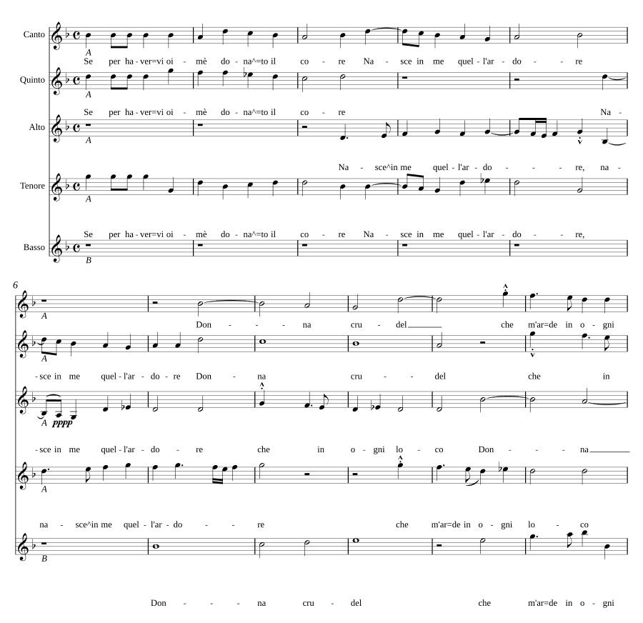 Если ради тебя, увы (Se per havervi oimè)
