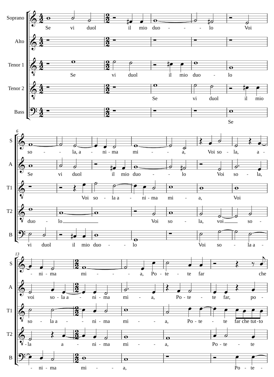 Если тебе больна моя боль (Se vi duol il mio duolo)