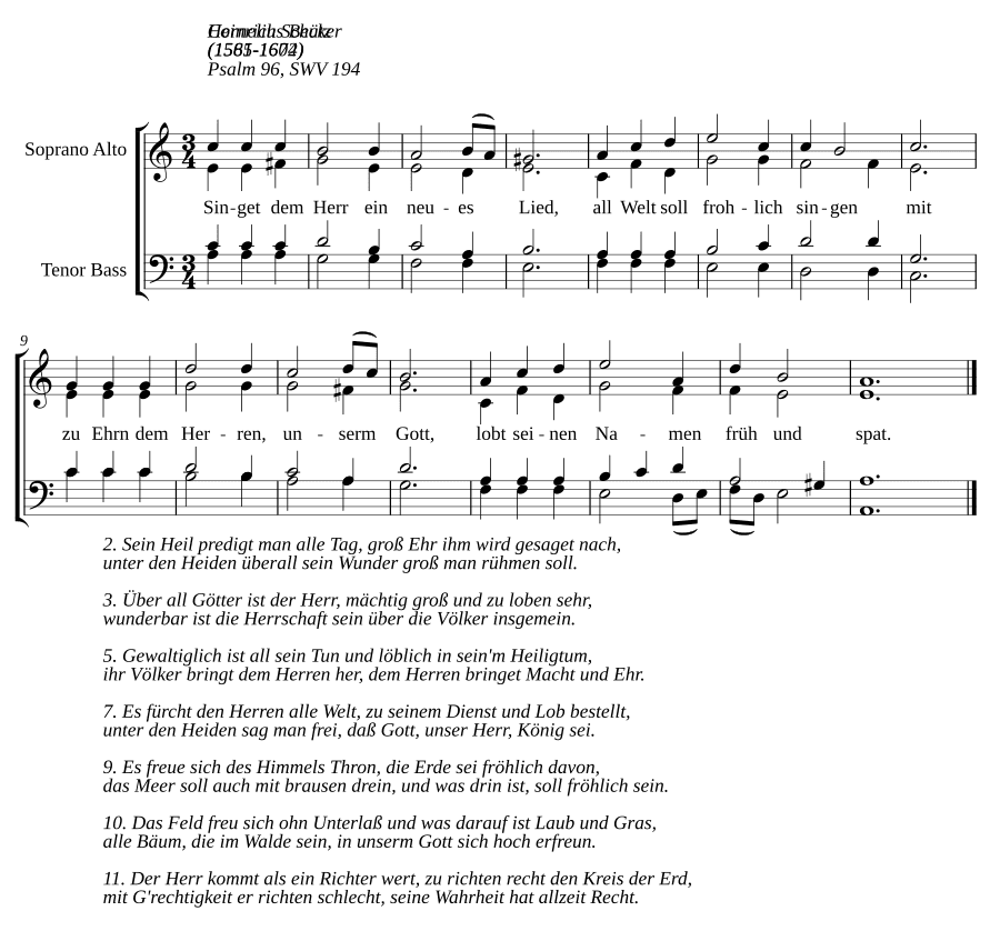 Пойте Господу новую песнь (Singet dem Herrn ein neues Lied), SWV 194. Вокал