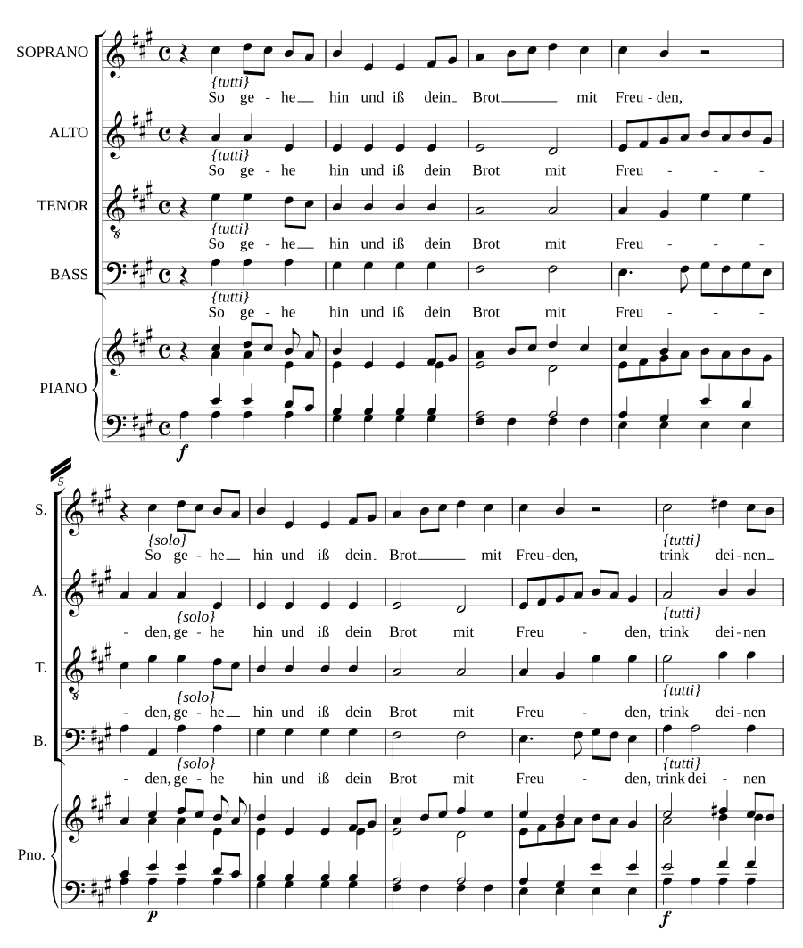 Итак, иди и ешь свой хлеб с радостью (So gehe hin und iß dein Brot mit Freuden)