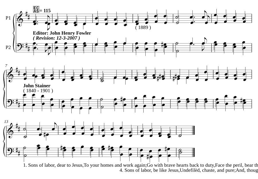Сыны труда, дорогие Иисусу (Sons of labour, dear to Jesus)