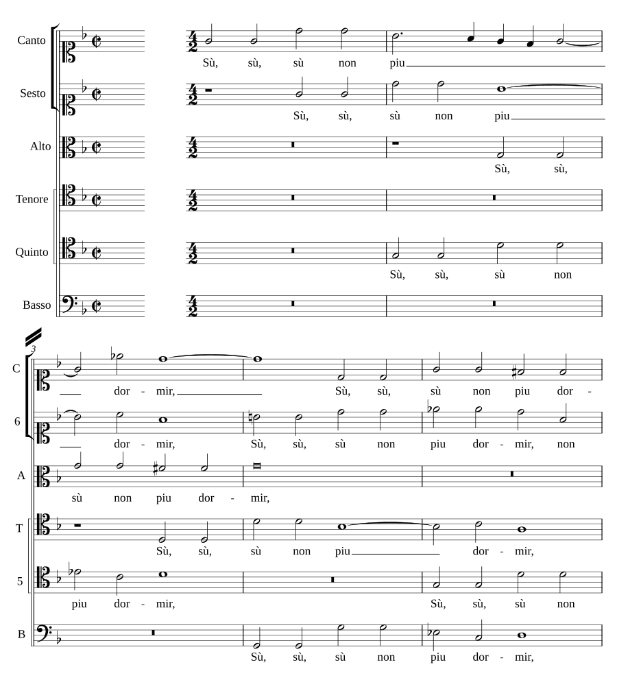 Вверх, вверх, вверх, больше не спать (Sù, sù, sù non piu dormir)