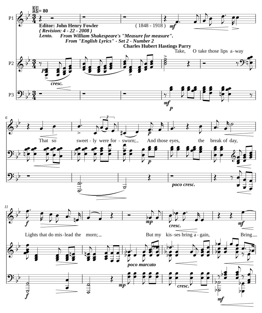 Прими, о, прими те уста (Take, O take those lips away)