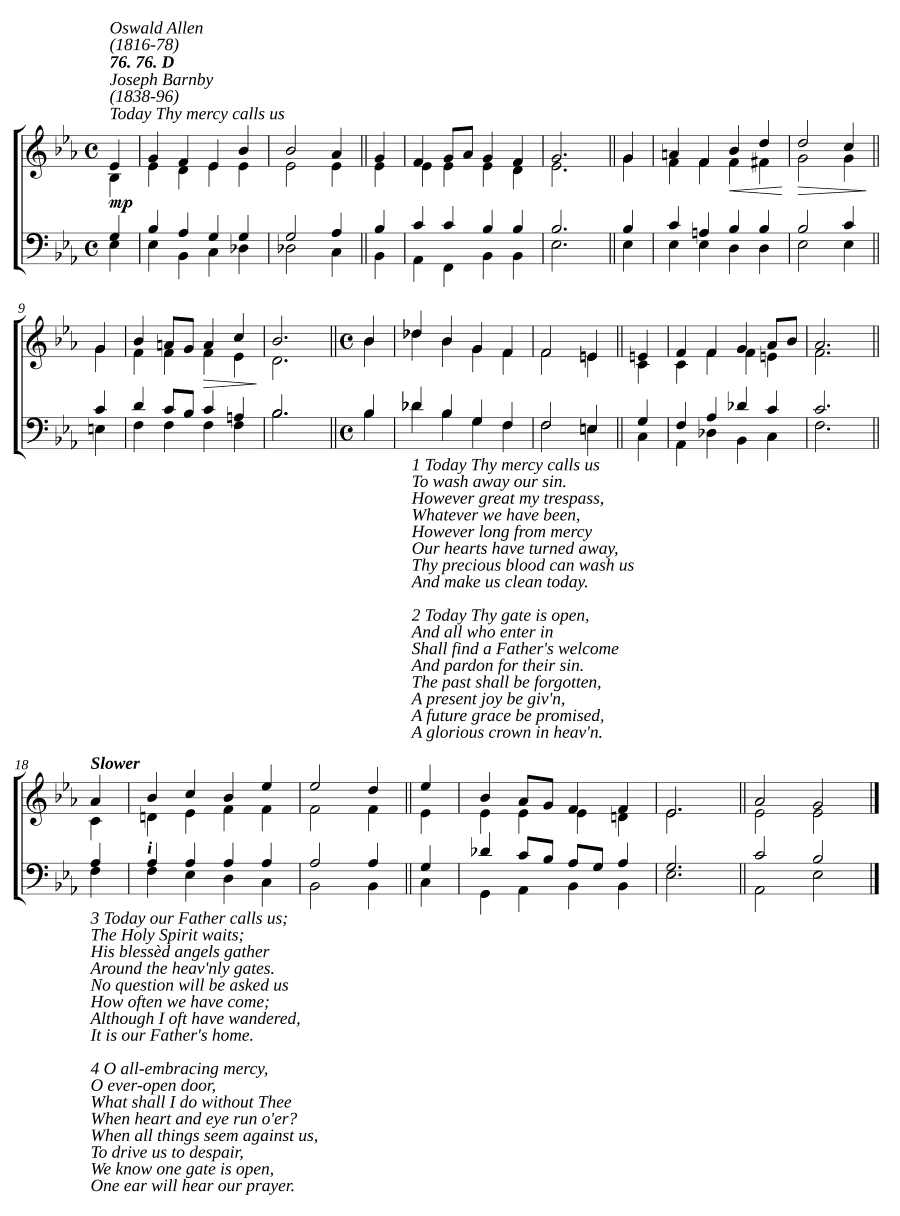 Сегодня милость Твоя призывает нас (Today Thy mercy calls us)