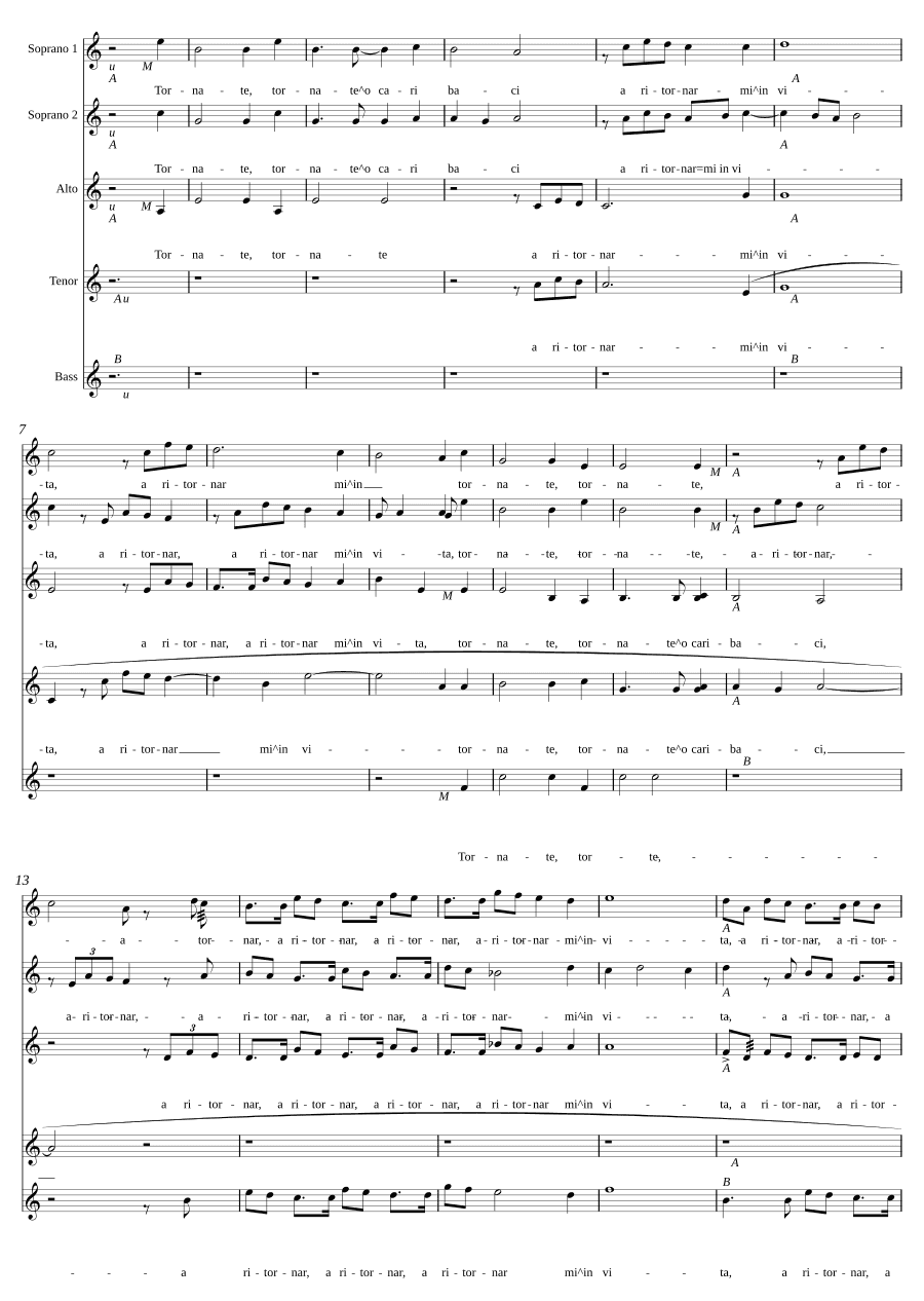 Вернись, о милые поцелуи (Tornate, o cari baci, SWV 16)