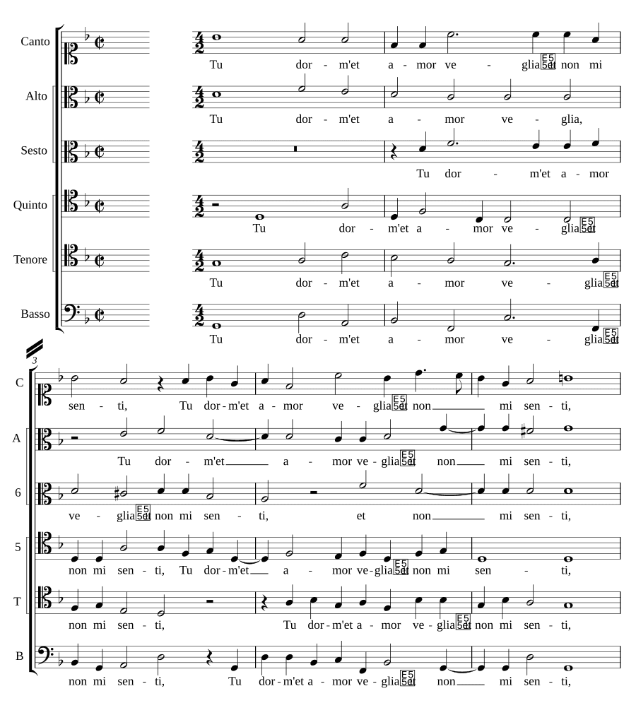 Ты спишь, а любовь бодрствует и не слышит меня (Tu dorm' et amor veglia et non mi senti)