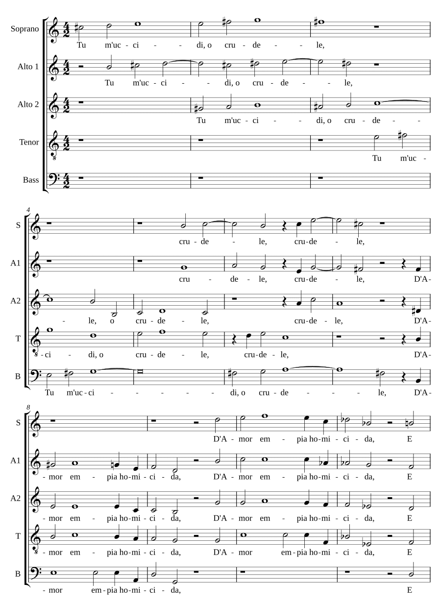 Ты убиваешь меня, о жестокий (Tu m'uccidi, o crudele)